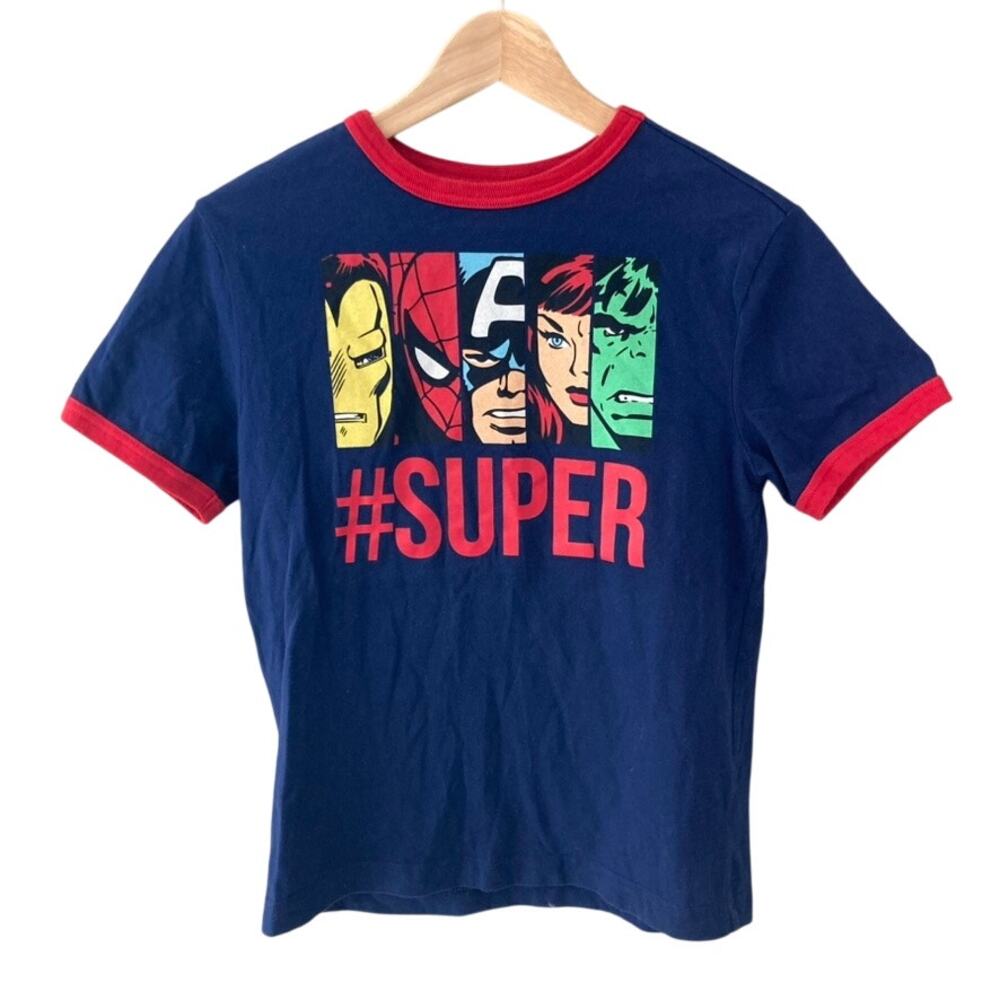 Gymboree x Marvel Gymfriends Superhero Squad Ringer Tee - Blue Red - Large 10-12